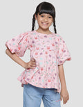Little M Balon Sleeves Tumpuk Kemeja Anak Perempuan