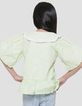 Little M Kerah Kombinasi Bawah Ruffle Kemeja Blouse Anak Perempuan