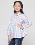 Little M Kerah Motif Kotak Blouse Lengan Panjang Anak Perempuan