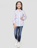 Little M Kerah Motif Kotak Blouse Lengan Panjang Anak Perempuan