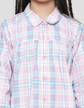 Little M Kerah Motif Kotak Blouse Lengan Panjang Anak Perempuan