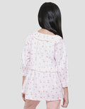 Little M Kerah Ruffle Print Salur Bear Blouse Anak Perempuan