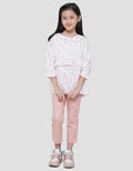 Little M Kerah Ruffle Print Salur Bear Blouse Anak Perempuan