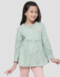 Little M Kerah Ruffle Bordir Bunga Kemeja Blouse Anak Perempuan