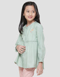 Little M Kerah Ruffle Bordir Bunga Kemeja Blouse Anak Perempuan