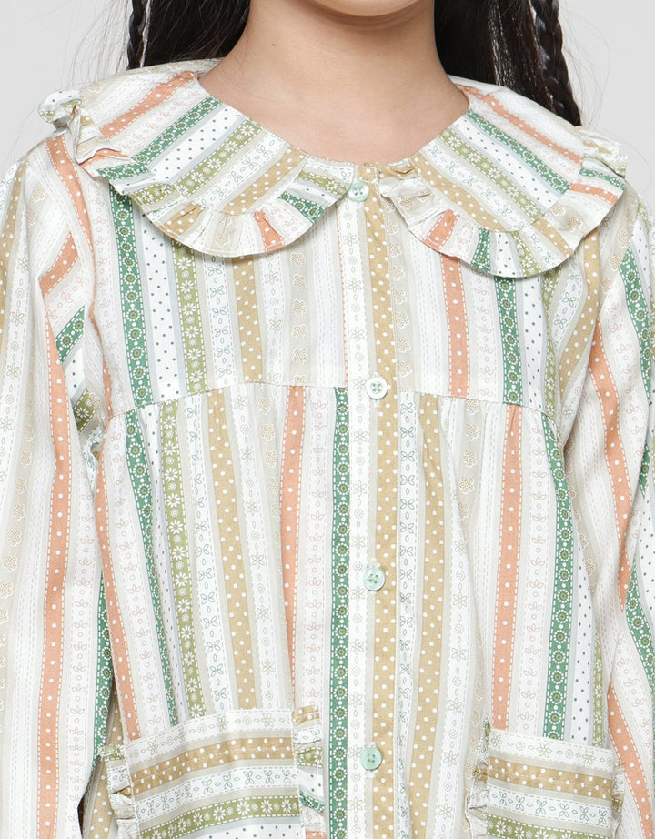 Little M Ruffle Neck Blouse Anak Perempuan