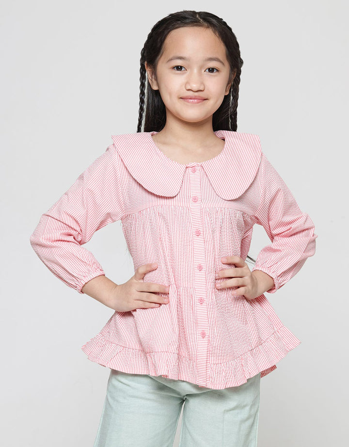 Little M Salur Ripple Kemeja Blouse Anak Perempuan