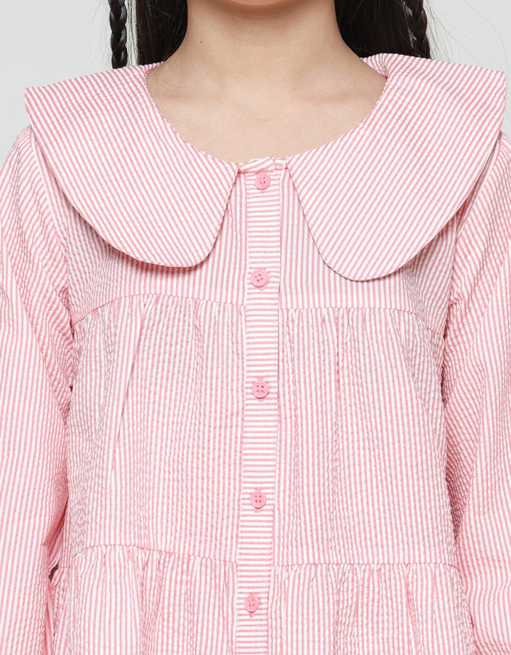 Little M Salur Ripple Kemeja Blouse Anak Perempuan