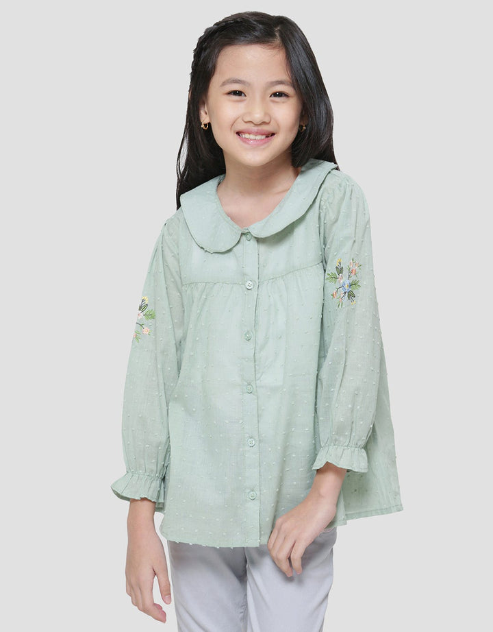 Little M Dobby Big Collar Blouse Anak Perempuan