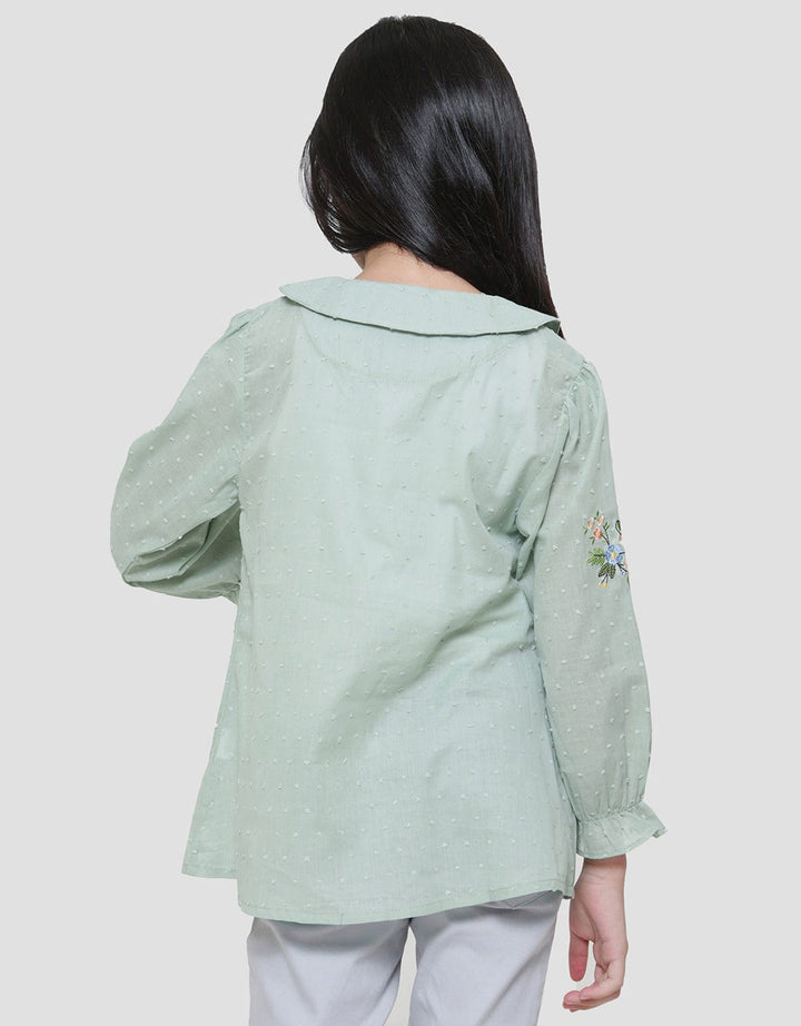 Little M Dobby Big Collar Blouse Anak Perempuan