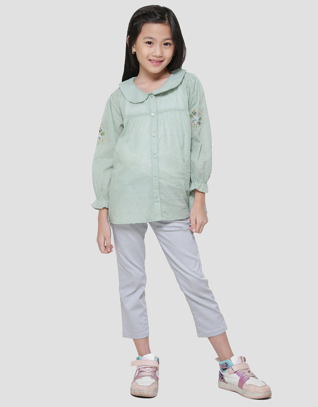 Little M Dobby Big Collar Blouse Anak Perempuan