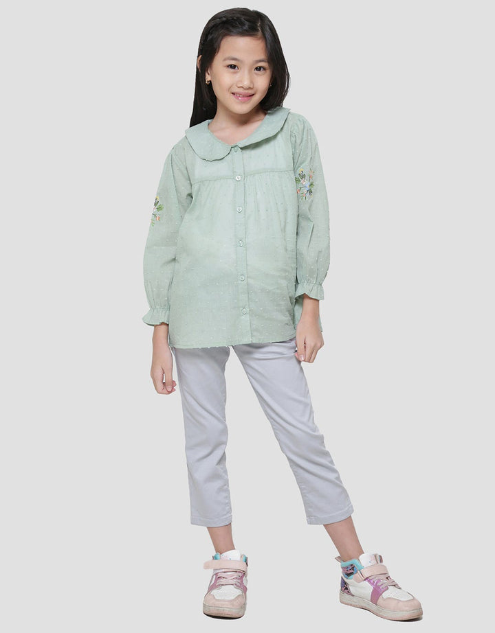 Little M Dobby Big Collar Blouse Anak Perempuan