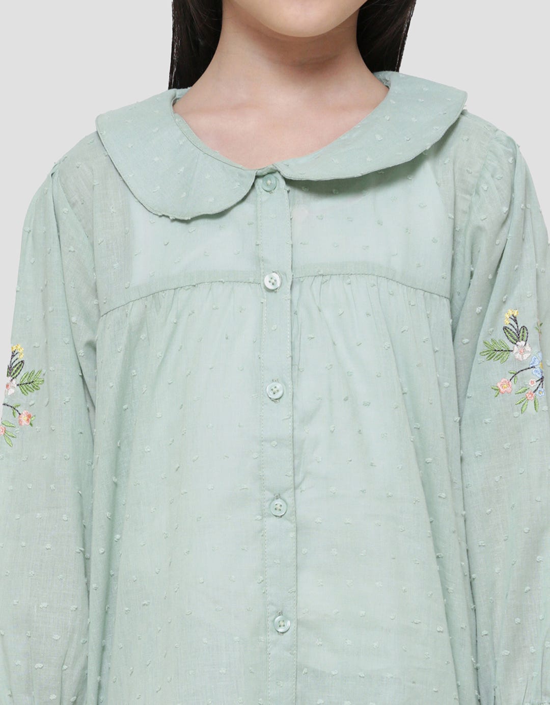 Little M Dobby Big Collar Blouse Anak Perempuan