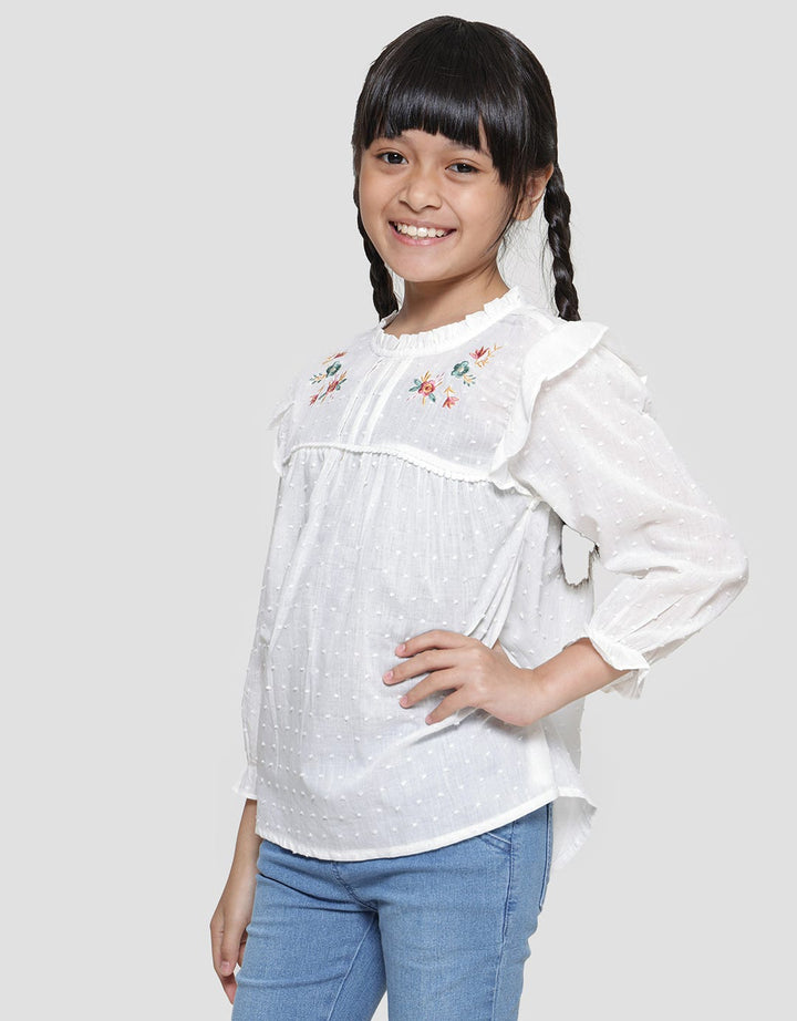 Little M Dobby Kerah Ruffle Blouse Anak Perempuan