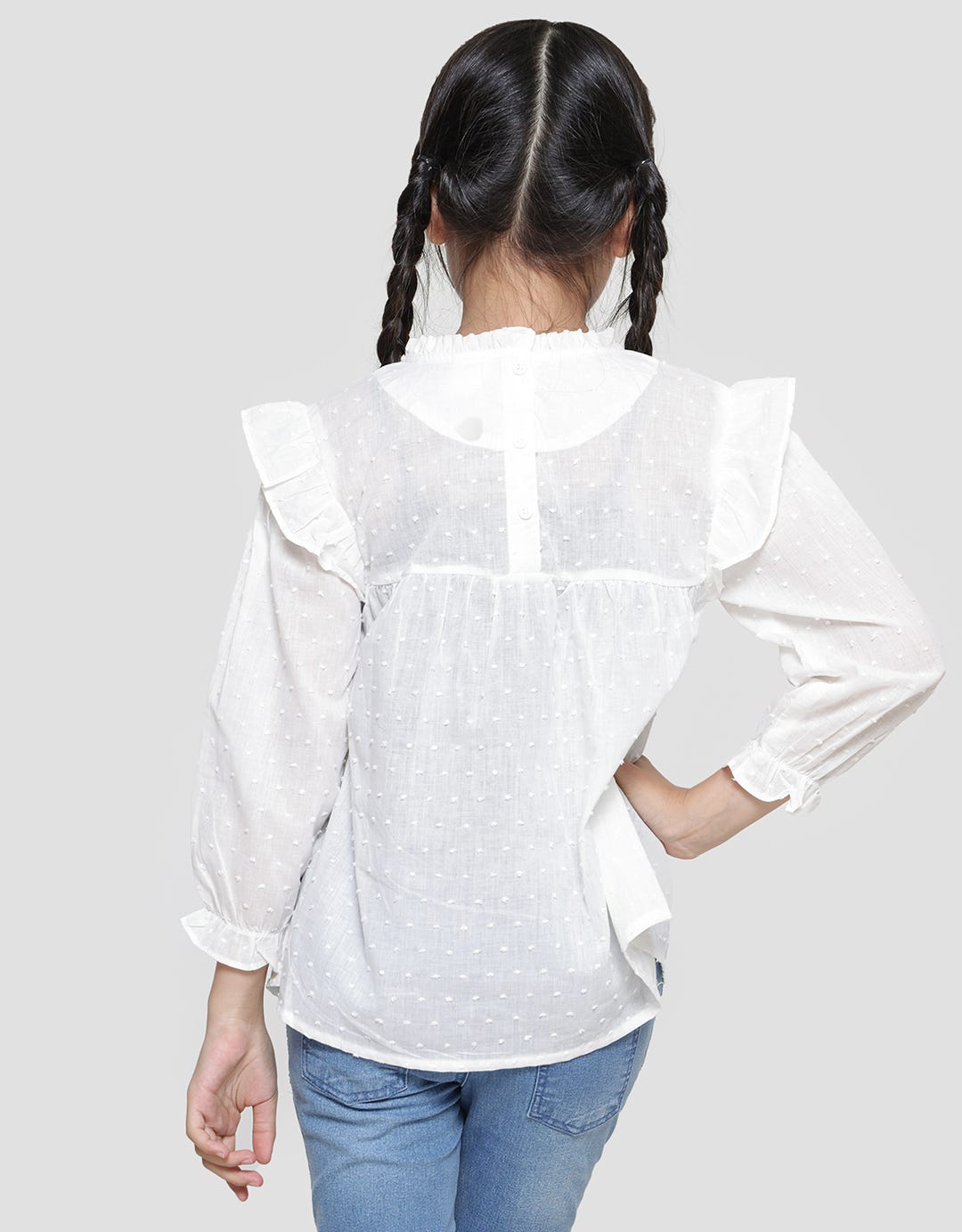 Little M Dobby Kerah Ruffle Blouse Anak Perempuan