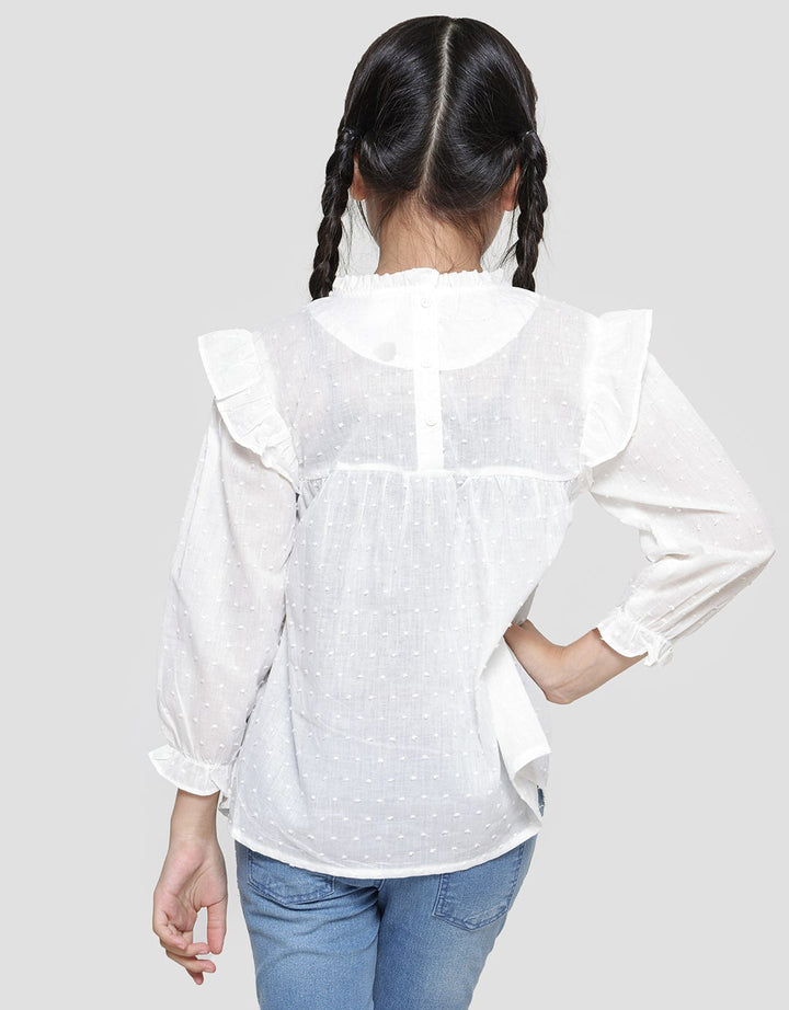 Little M Dobby Kerah Ruffle Blouse Anak Perempuan