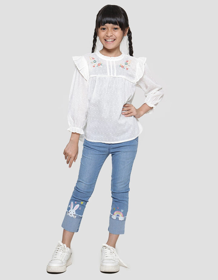 Little M Dobby Kerah Ruffle Blouse Anak Perempuan
