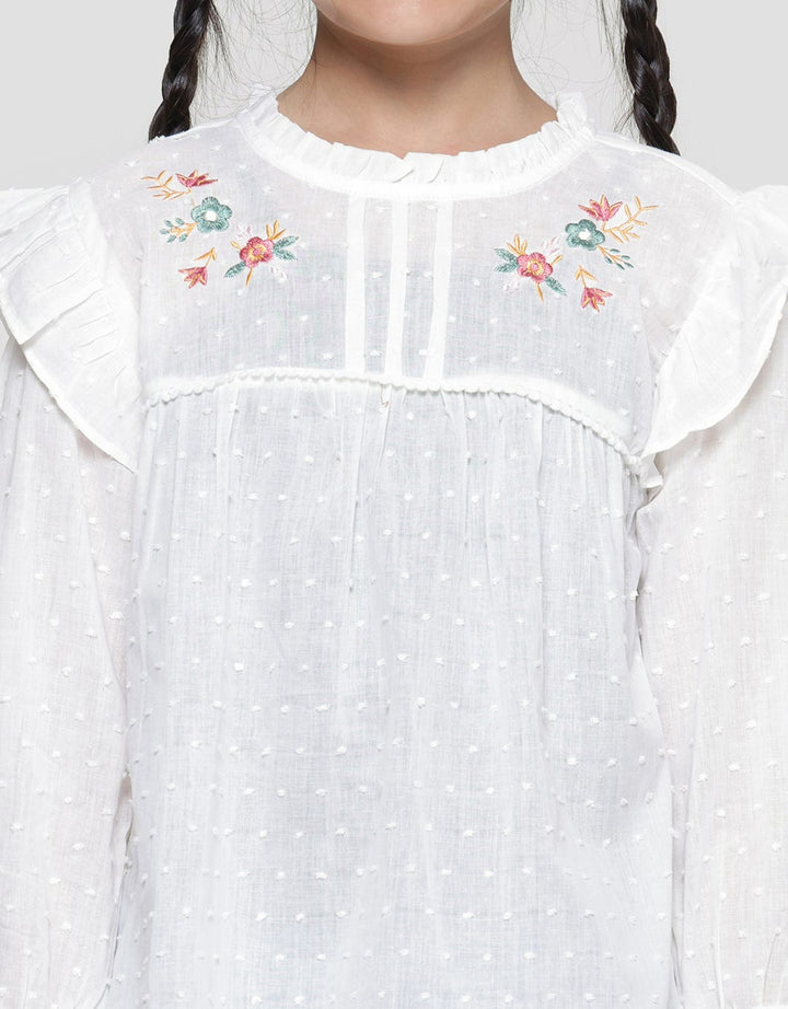 Little M Dobby Kerah Ruffle Blouse Anak Perempuan