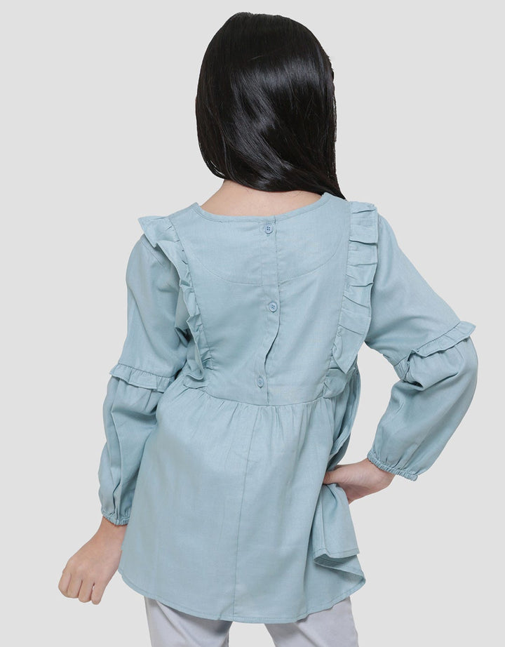 Little M Ruffle Embro Flower Blouse Anak Perempuan