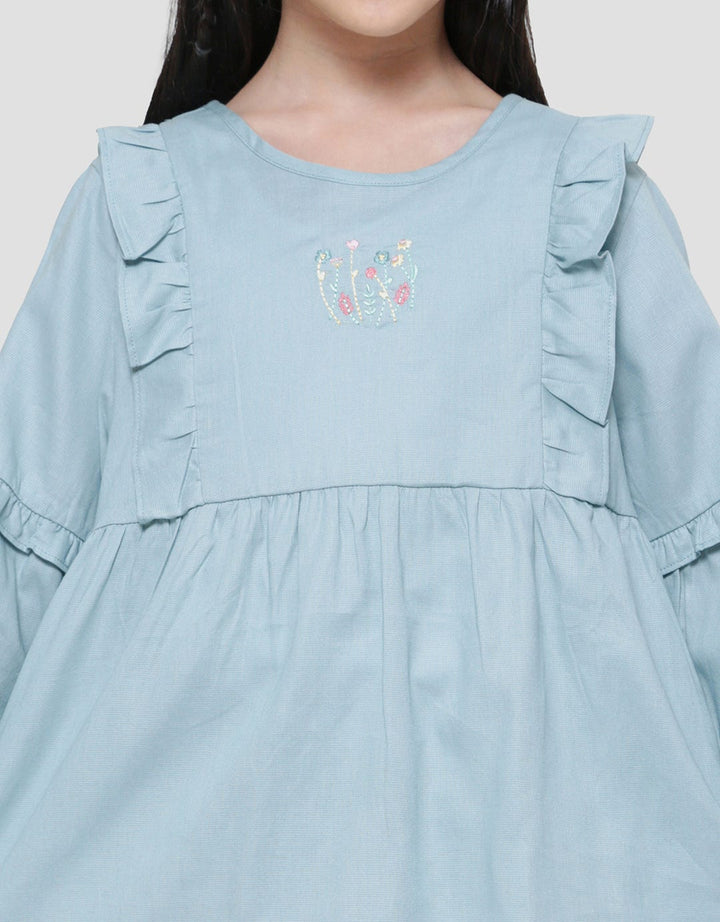 Little M Ruffle Embro Flower Blouse Anak Perempuan