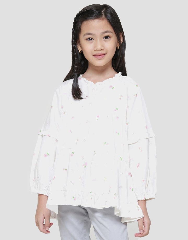 Little M Bear Flower Blouse Anak Perempuan