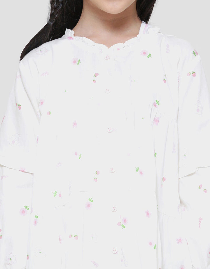 Little M Bear Flower Blouse Anak Perempuan