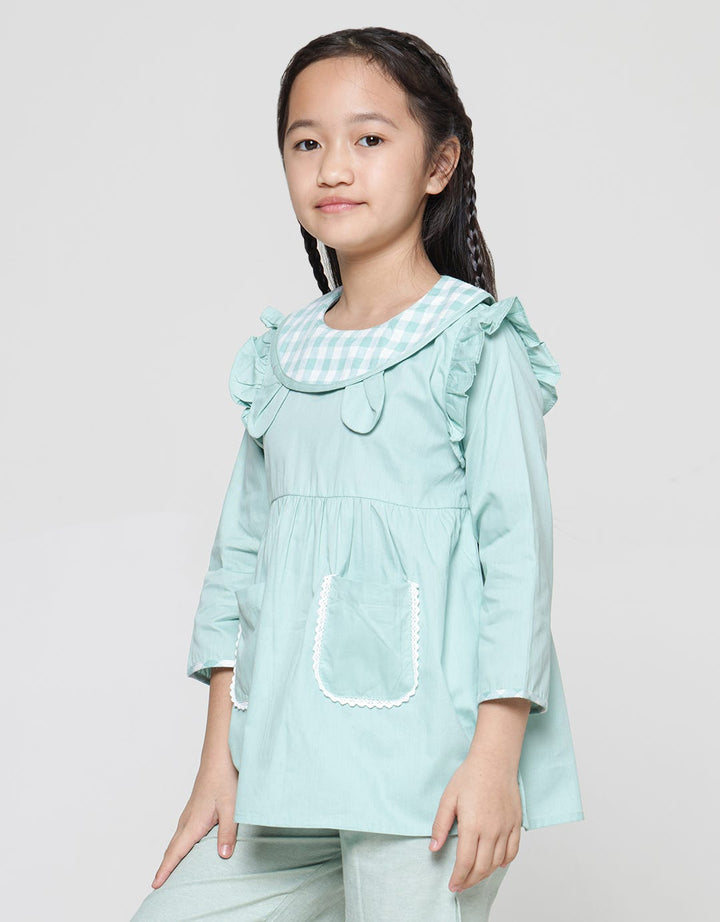 Little M Kemeja Blouse Lengan Panjang Aplikasi Kuping Kelinci Anak Perempuan