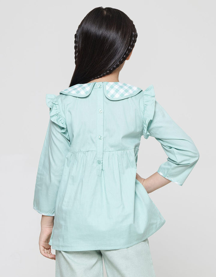 Little M Kemeja Blouse Lengan Panjang Aplikasi Kuping Kelinci Anak Perempuan