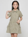 Little M Safari Cargo Midi Dress Anak Perempuan