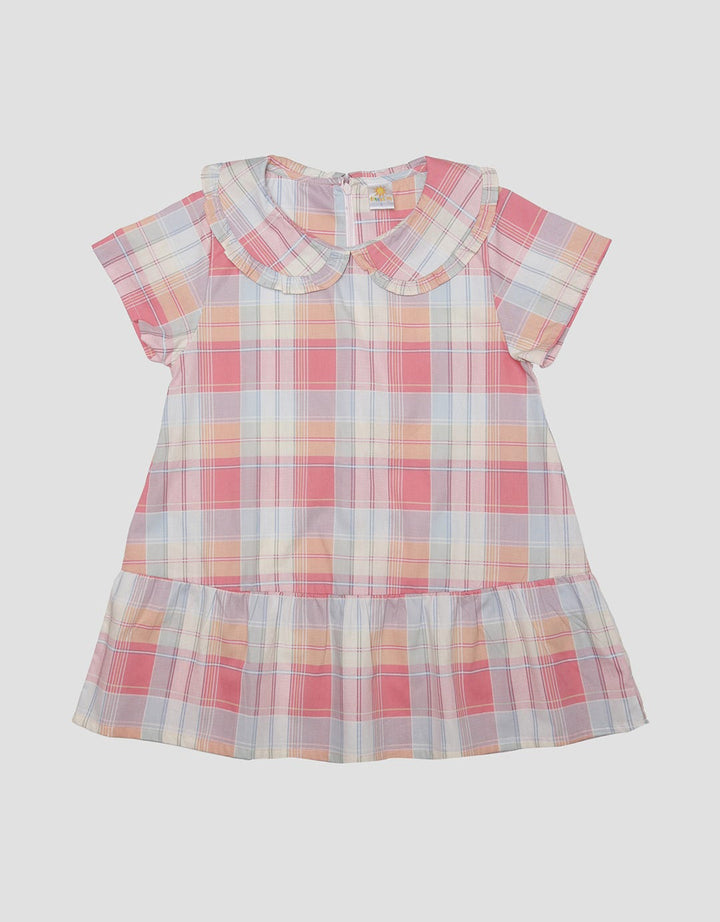 Little M Kotak Kerah Bulat Ruffle Midi Dress Anak Perempuan