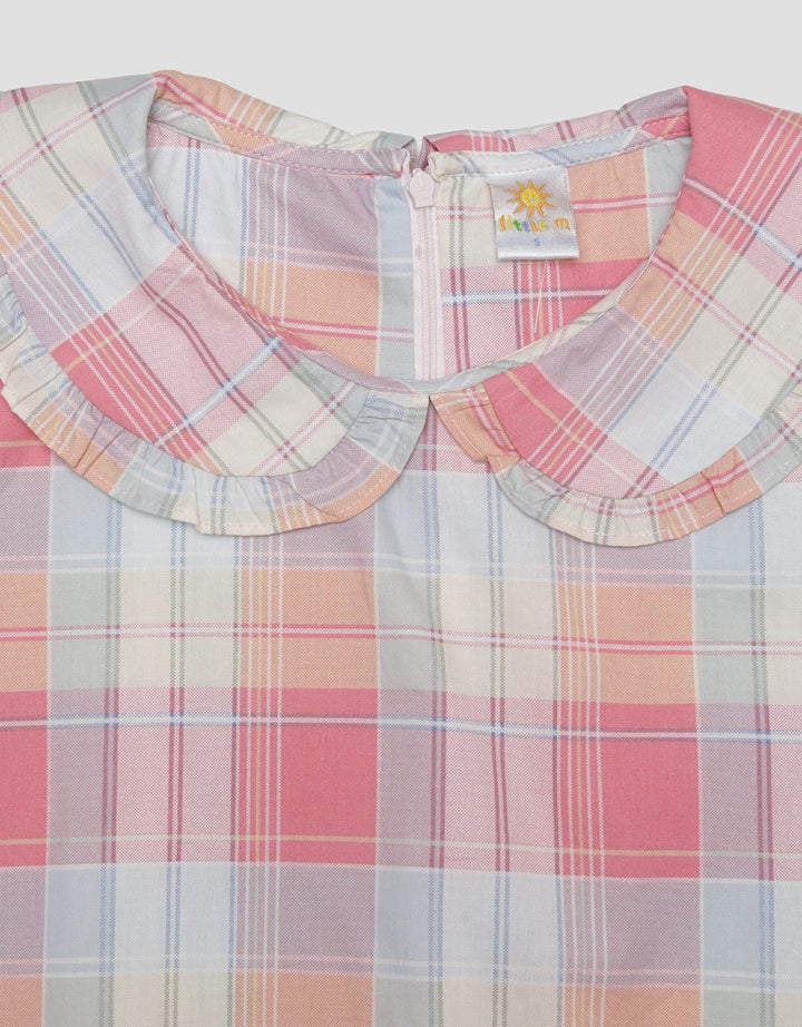Little M Kotak Kerah Bulat Ruffle Midi Dress Anak Perempuan