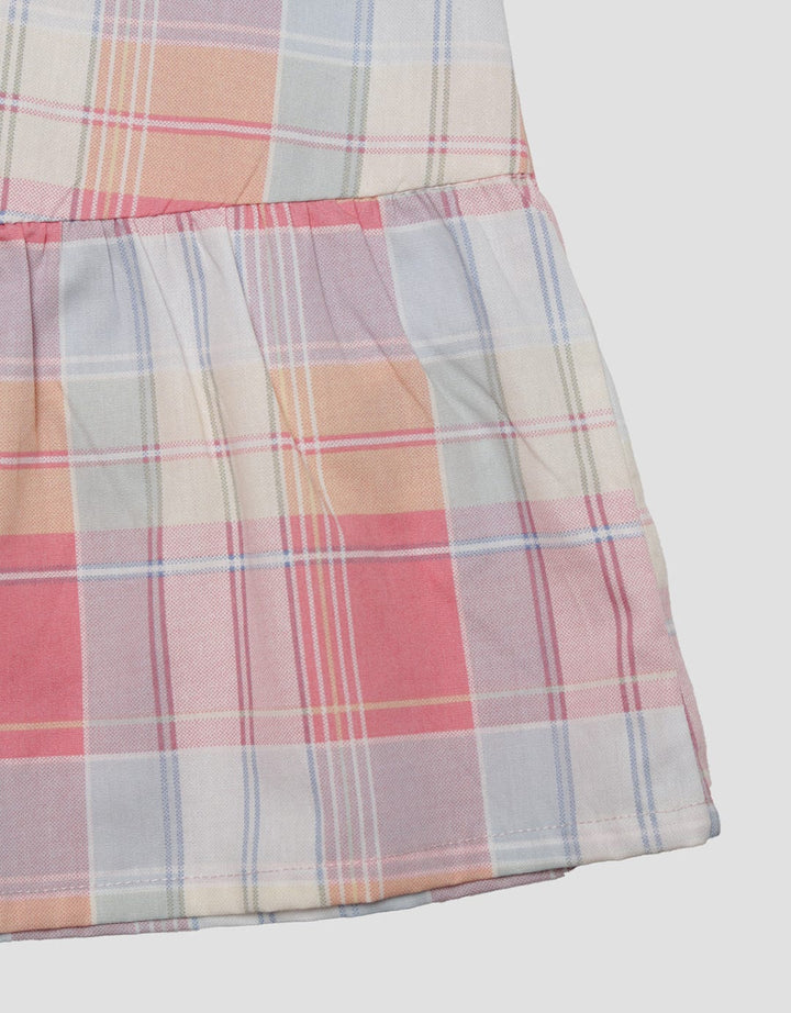 Little M Kotak Kerah Bulat Ruffle Midi Dress Anak Perempuan