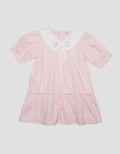 Little M Kerah Bordir Kelinci Lengan Pendek Midi Dress Anak Perempuan
