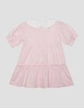 Little M Kerah Bordir Kelinci Lengan Pendek Midi Dress Anak Perempuan