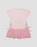 Little M Puff Sleeves Flamingo Lengan Pendek Midi Dress Anak Perempuan