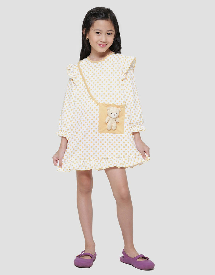 Little M Polkadot Kantong Boneka Midi Dress Anak Perempuan