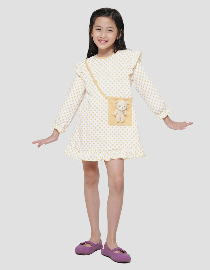 Little M Polkadot Kantong Boneka Midi Dress Anak Perempuan