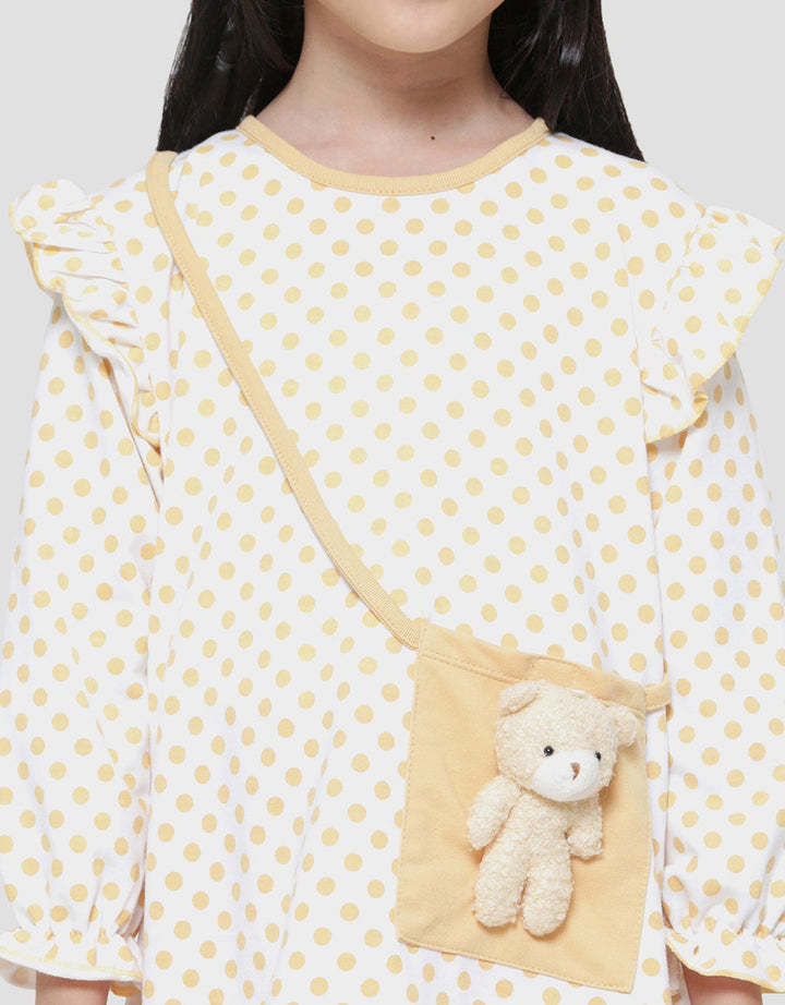 Little M Polkadot Kantong Boneka Midi Dress Anak Perempuan