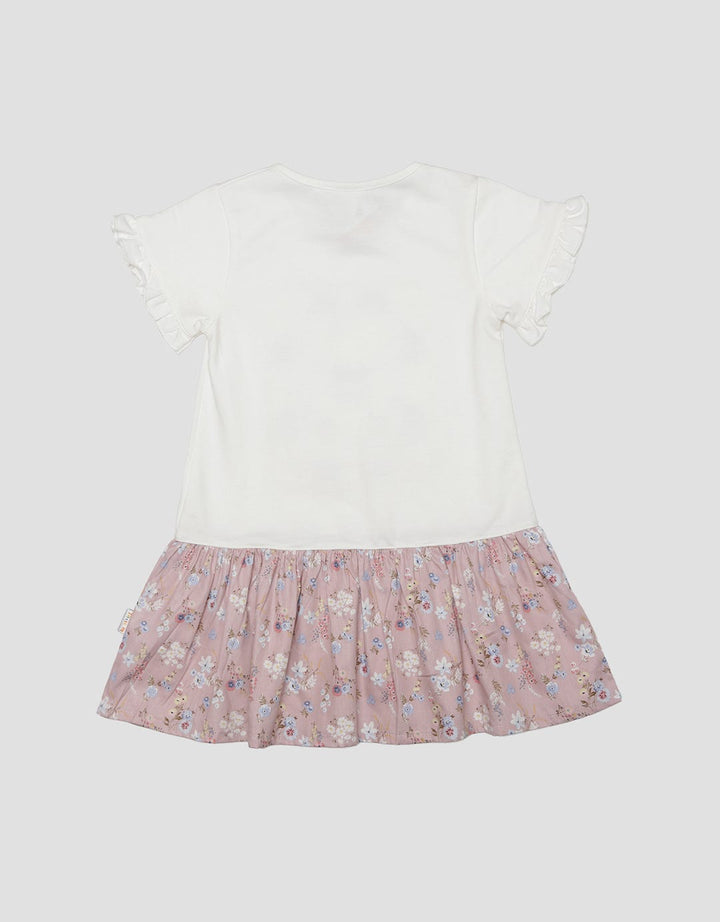 Little M Kombinasi Woven Aplikasi Midi Dress Anak Perempuan