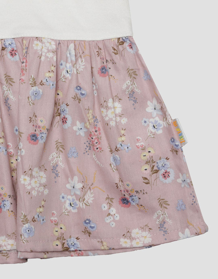 Little M Kombinasi Woven Aplikasi Midi Dress Anak Perempuan