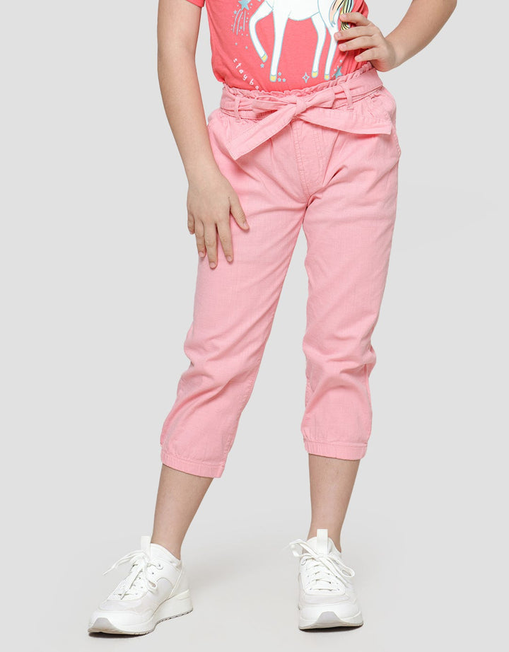 Little M Paperbag Belt Linen Jogger Anak Perempuan