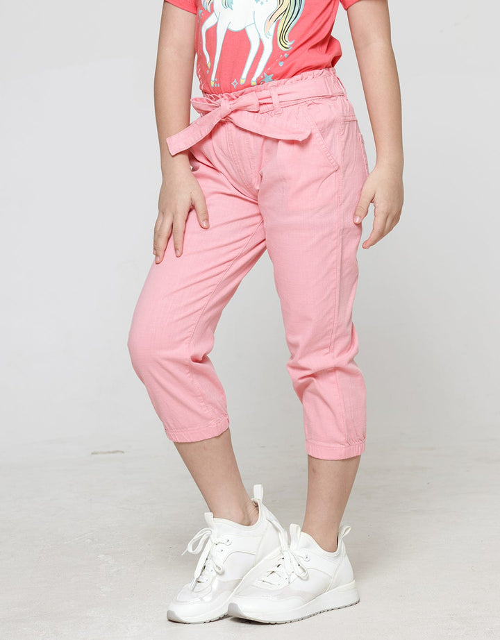 Little M Paperbag Belt Linen Jogger Anak Perempuan