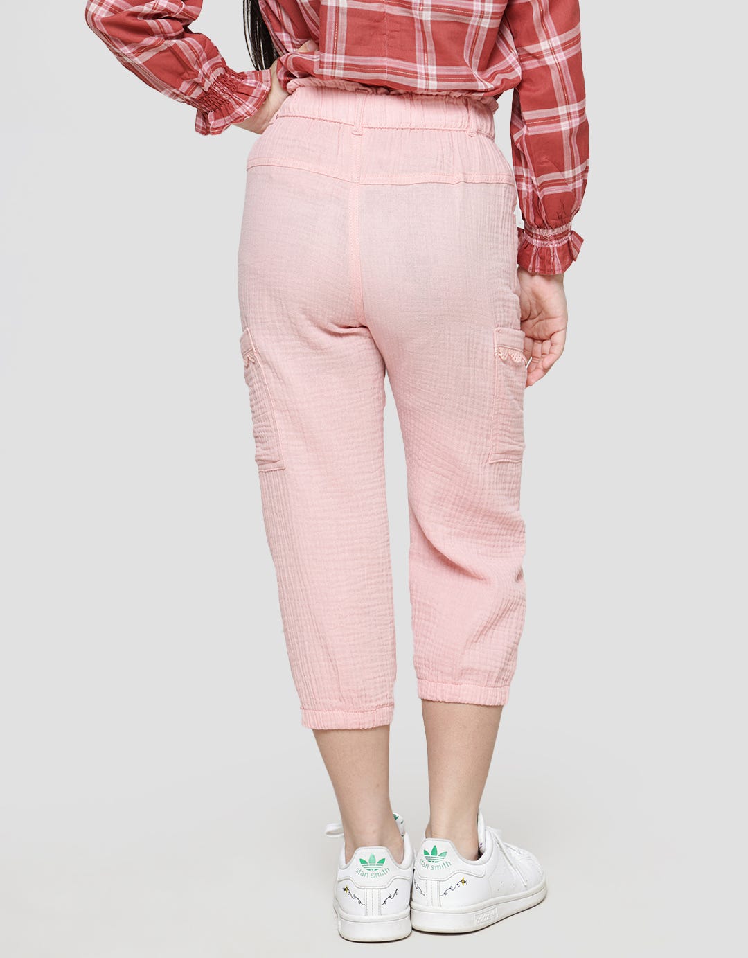 Little M Paperbag Lace Application Pockets Girls Jogger Pants