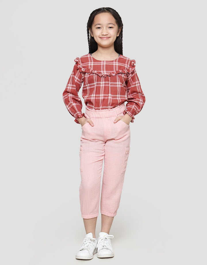 Little M Paperbag Lace Application Pockets Girls Jogger Pants