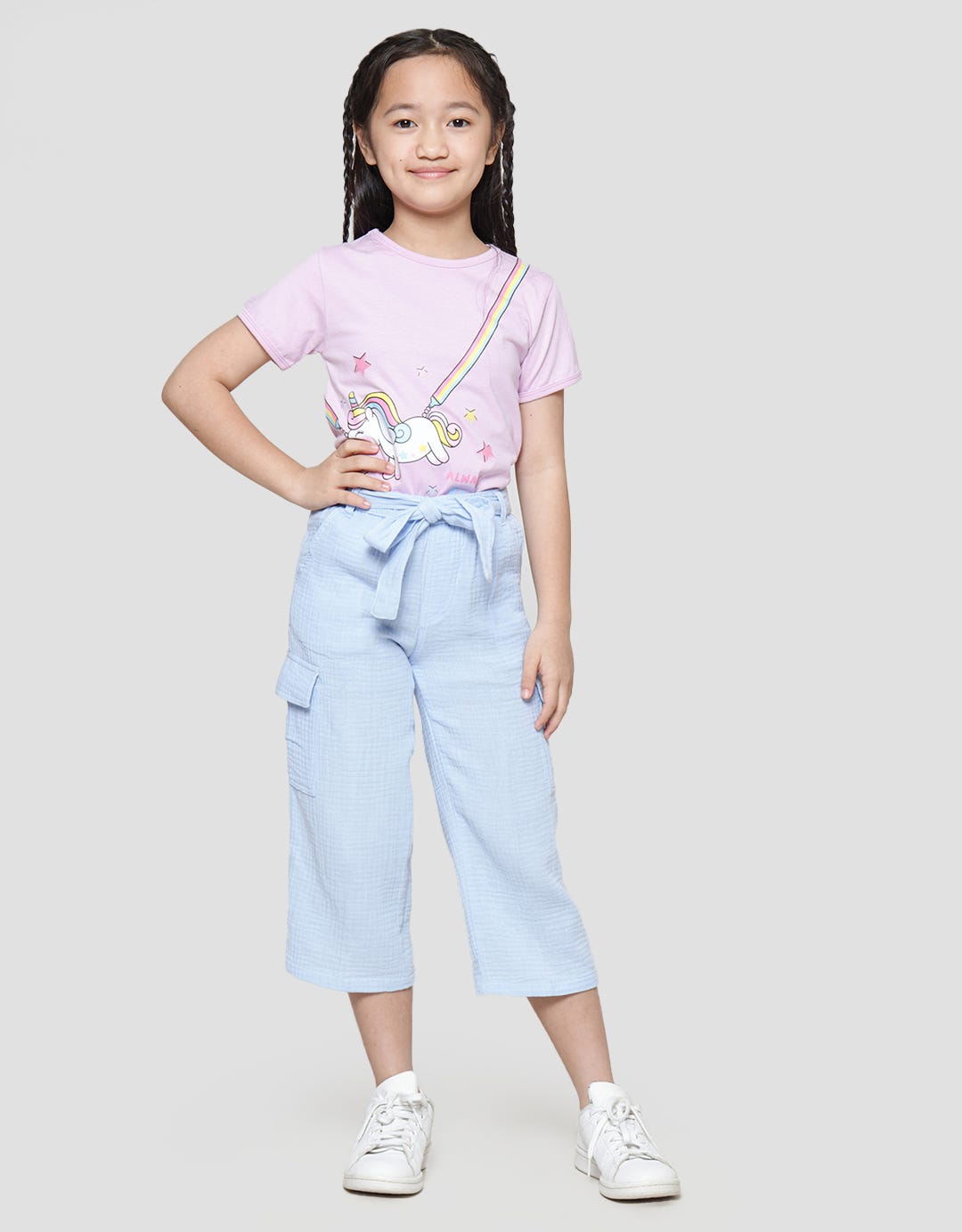 Little M Cargo Long Pants With Belt for Girls