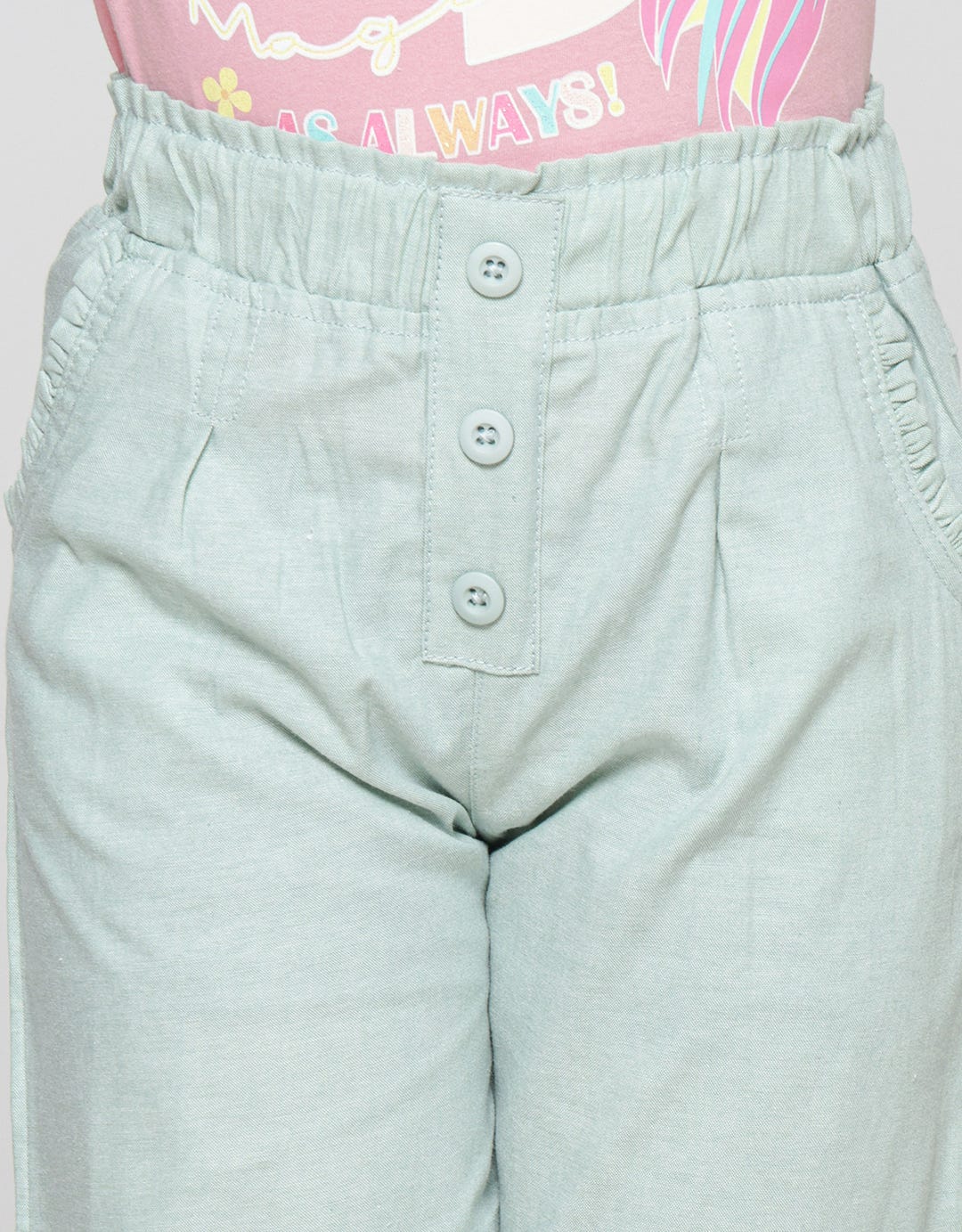 Little M Paperbag Button Girls Pants