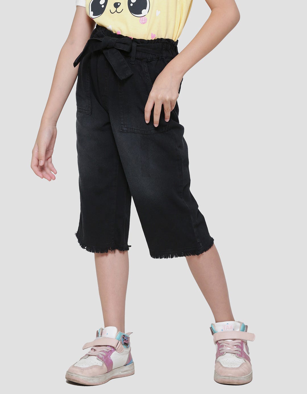 Little M Wide Leg Paperbag Belt Girls Culottes Pants