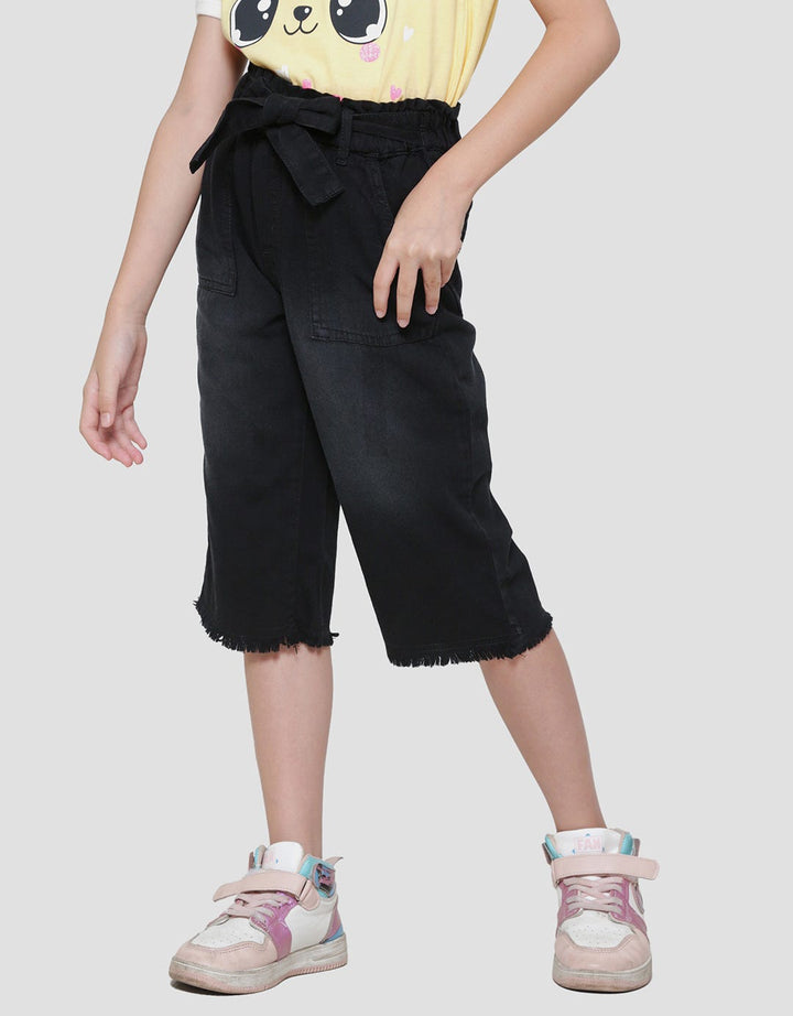 Little M Wide Leg Paperbag Belt Girls Culottes Pants