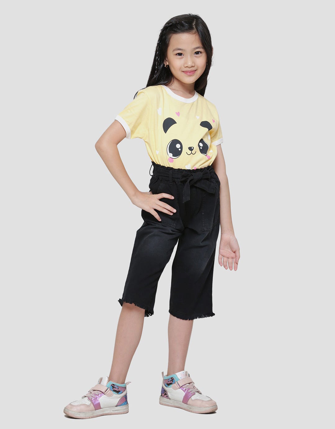 Little M Wide Leg Paperbag Belt Girls Culottes Pants