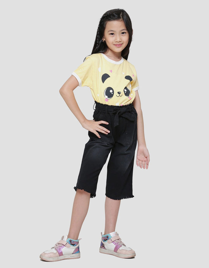Little M Wide Leg Paperbag Belt Girls Culottes Pants